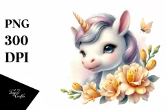 Cute Baby Unicorn Zinnia Frame Hyacinth | Sublimation | Product Image 3