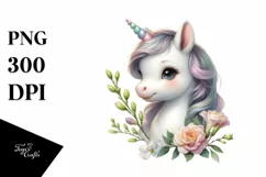Colorful Freesia Baby Unicorn | Clipart Product Image 1