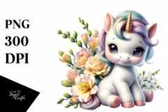 Cute Baby Unicorn Zinnia Frame Hyacinth | Sublimation | Product Image 3
