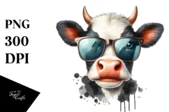 Funny Cow with Sunglasses PNG Product Image 1