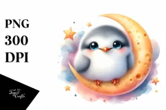 Cute Colorful Arctic Tern Moon Hanging Stars | Sublimation | Product Image 1