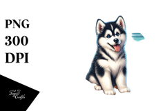 Husky with Surf and Shell Clipart Product Image 1