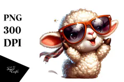 Ridiculously Cute Cartoon Lamb PNG Product Image 1
