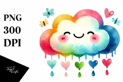 Colorful Cloud with Hearts, Transparent PNG Product Image 1