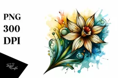 Wooden Stained Narcissus Clipart Product Image 1