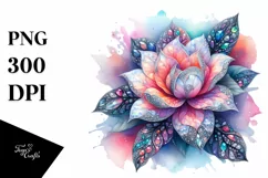 Detailed Gardenia Diamond Heart Watercolor Splash PNG Product Image 3
