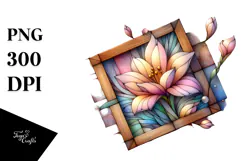 Small Stained Freesia Frame PNG Product Image 1