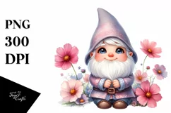 Cute Gnome Cosmos Watercolor Clipart Product Image 1