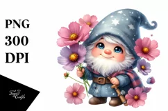 Cute Gnome Cosmos Watercolor Clipart Product Image 3