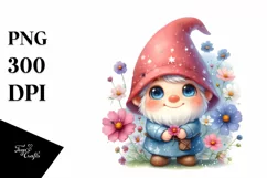 Cute Gnome Cosmos Watercolor Clipart Product Image 1