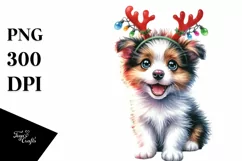 Expressive Baby Christmas Border Collie PNG Product Image 1