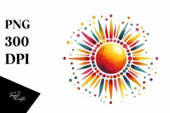 Colorful Watercolor Sun Sticker Clipart Product Image 3