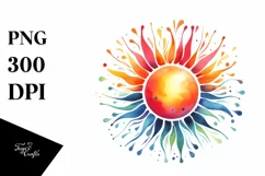 Colorful Watercolor Sun Sticker Clipart Product Image 1