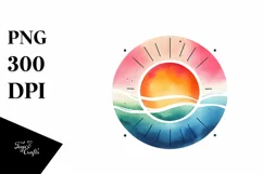 Colorful Watercolor Sun Sticker Clipart Product Image 1
