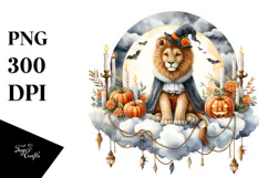 Lion Dressed for Halloween on Cloud PNG Product Image 1
