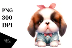 Expressive Baby Saint Bernard Watercolor PNG Product Image 1