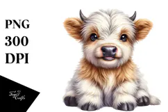 Cute Smiling Baby Highland Cow | Clipart Product Image 1