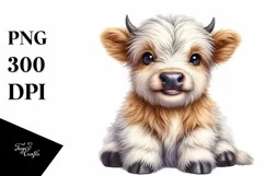 Cute Smiling Baby Highland Cow | Clipart Product Image 3