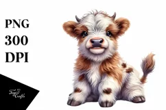 Cute Baby Highland Cow PNG Product Image 3
