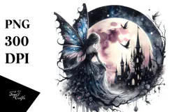 Creative Gothic Fairy, Watercolor PNG Product Image 1