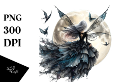 Gothic Fairy on Moon View PNG Product Image 1