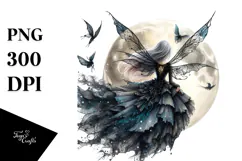 Gothic Fairy on Moon View PNG Product Image 1
