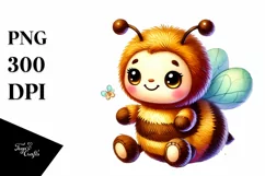 Smiling Cute Baby Bee Plush, PNG Product Image 1