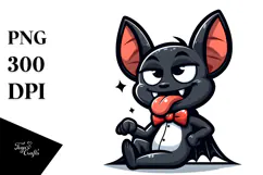 Goofy Cartoon Bat with Bow Tie PNG Product Image 1