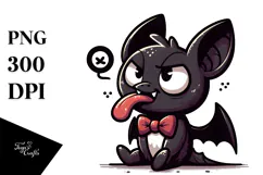 Goofy Cartoon Bat with Bow Tie PNG Product Image 1