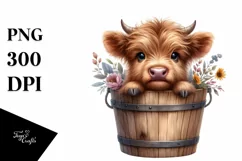 Cute Baby Highland Cow, PNG Product Image 1