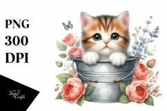Cute Baby Cat in Flowers PNG Product Image 3