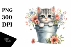 Cute Baby Cat with Flowers, PNG Product Image 3
