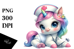 Cute Baby Unicorn Nurse Watercolor Pastel | Sublimation | Product Image 1