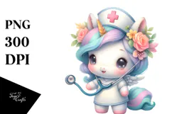 Cute Baby Unicorn Nurse Clipart Product Image 1