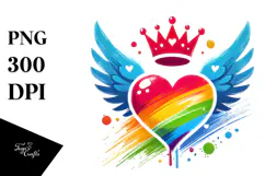 Colorful Heart Wings Crown PNG Product Image 1