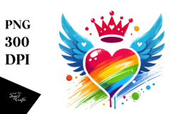 Colorful Heart Wings Crown PNG Product Image 1