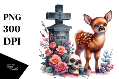 Cute Baby Elk with Grave Clipart Product Image 1