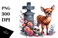 Cute Baby Elk with Grave Clipart Product Image 1