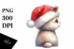 Christmas Cat with Santa Hat PNG Product Image 3