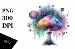 Colorful Magical Mushroom | Watercolor Clipart Product Image 3