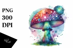 Colorful Magical Mushroom | Watercolor Clipart Product Image 1