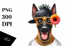 Malinois Big Eyes Hip Hop Singer Watercolor Clipart Product Image 1