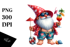 Gnome with Cocktail in Beachwear, Transparent PNG Product Image 1