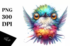 Colorful Layered Hummingbird | Watercolor Clipart Product Image 1