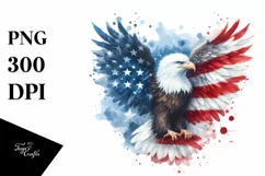 Watercolor Patriotic Bald Eagle in USA Colors Product Image 3