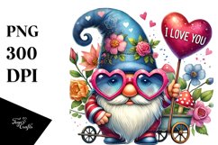 Valentines Gnome with Sunglasses PNG Product Image 1