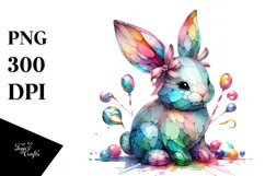 Colorful Pastel Bunny in , PNG Product Image 1