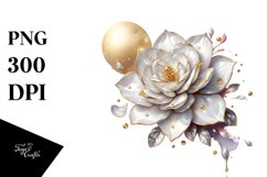 Golden Shiny Gardenia Splash | Sublimation | Clipart Product Image 3