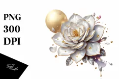 Golden Shiny Gardenia Splash | Sublimation | Clipart Product Image 3