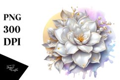 Golden Shiny Gardenia Splash | Sublimation | Clipart Product Image 3